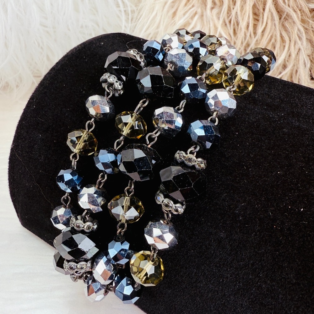 Elegant Multi-Color Reflective Beaded Two Strand Necklace